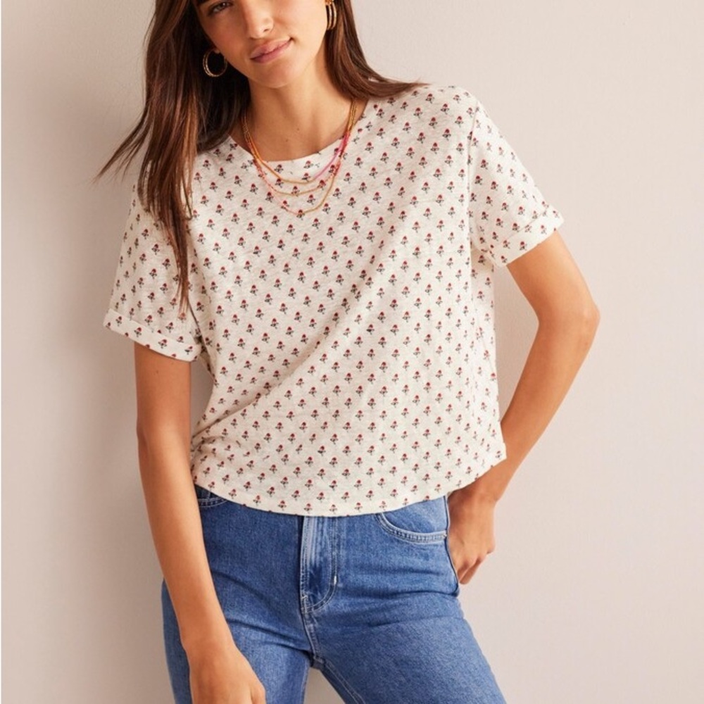 Floral Print White Top